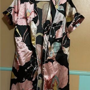 Floral Satin Kimono Robe